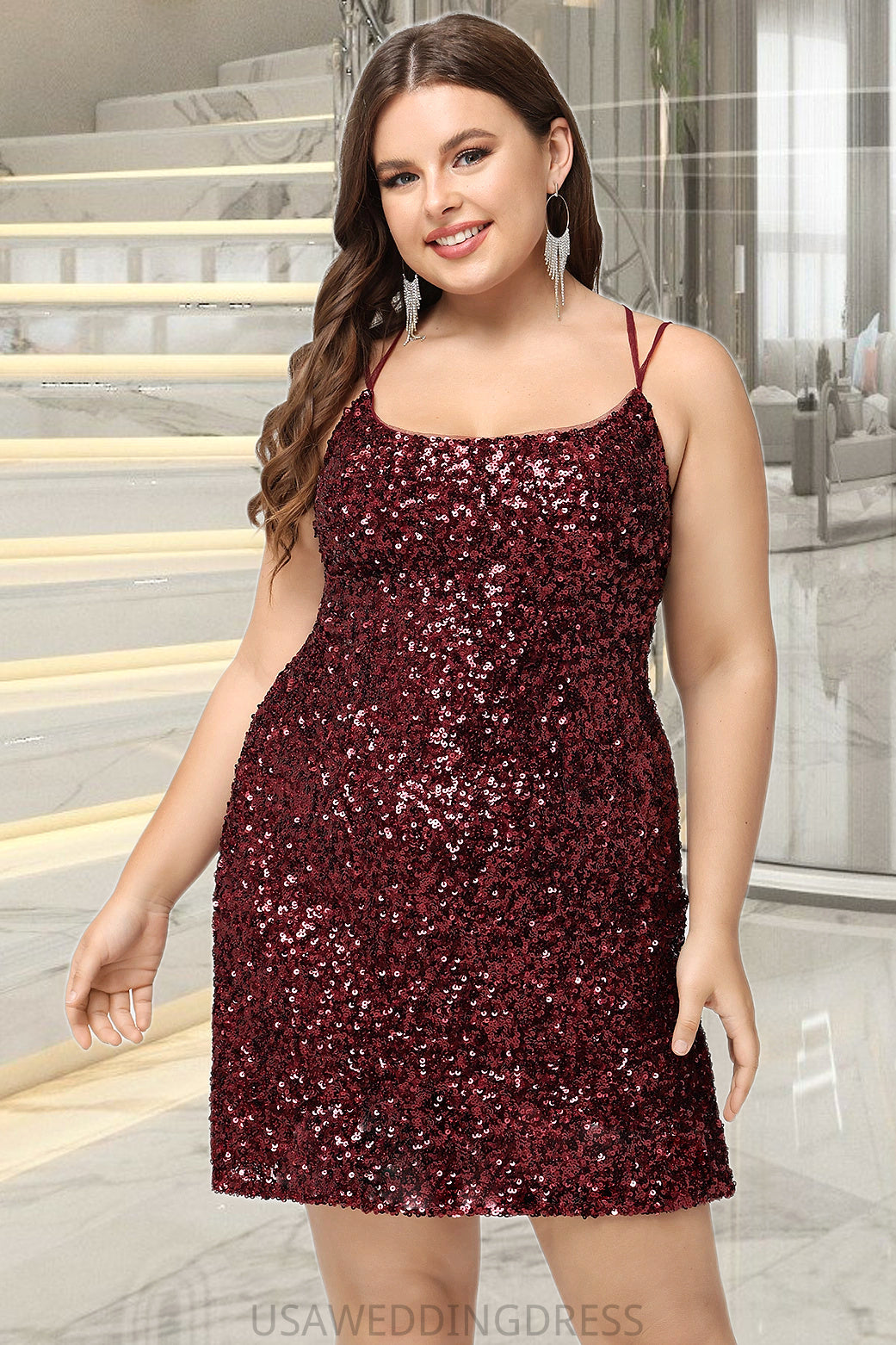 Aria Bodycon Scoop Short/Mini Sequin Homecoming Dress With Sequins DSP0020489