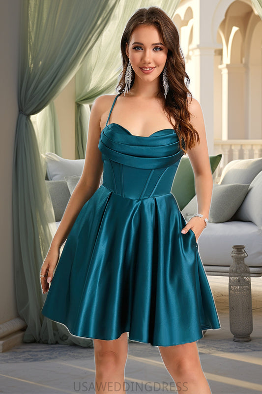 Kaylah A-line Sweetheart Short/Mini Satin Homecoming Dress DSP0020478
