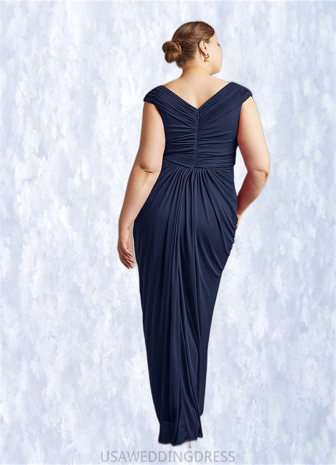 Nathalia Sheath Pleated Mesh Floor-Length Dress DSP0022671