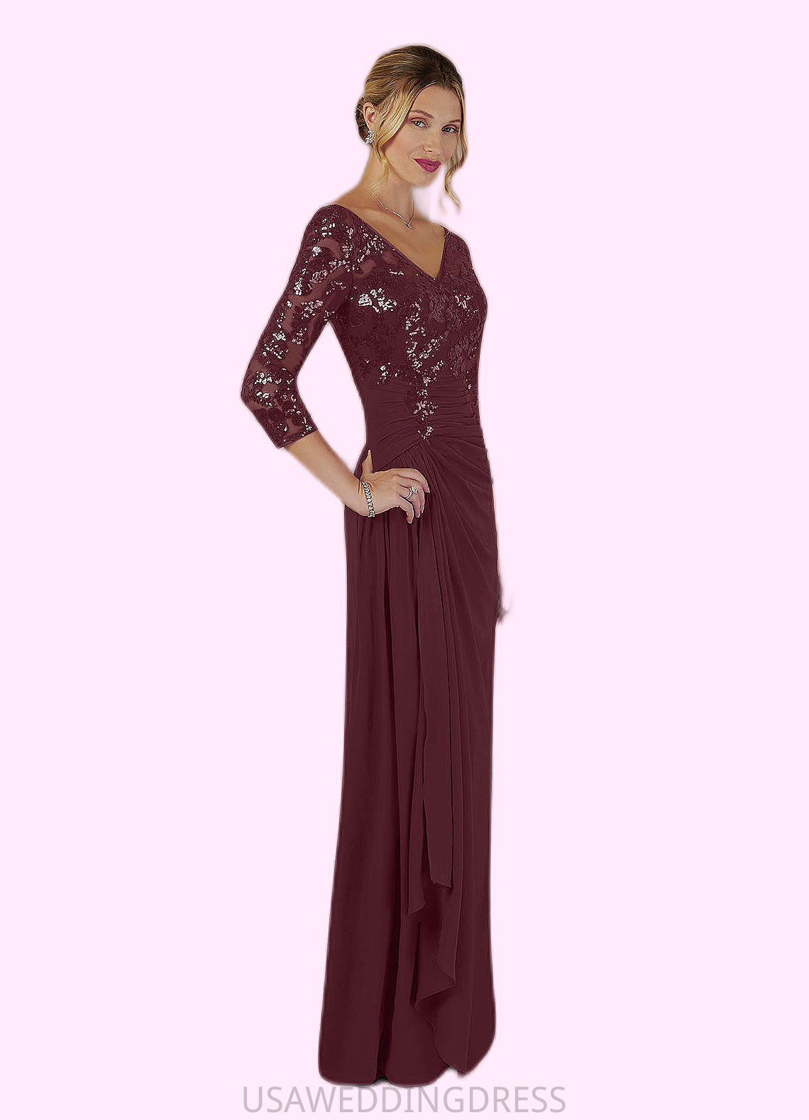 Jaylyn Sheath Sequins Lace Floor-Length Dress DSP0022673