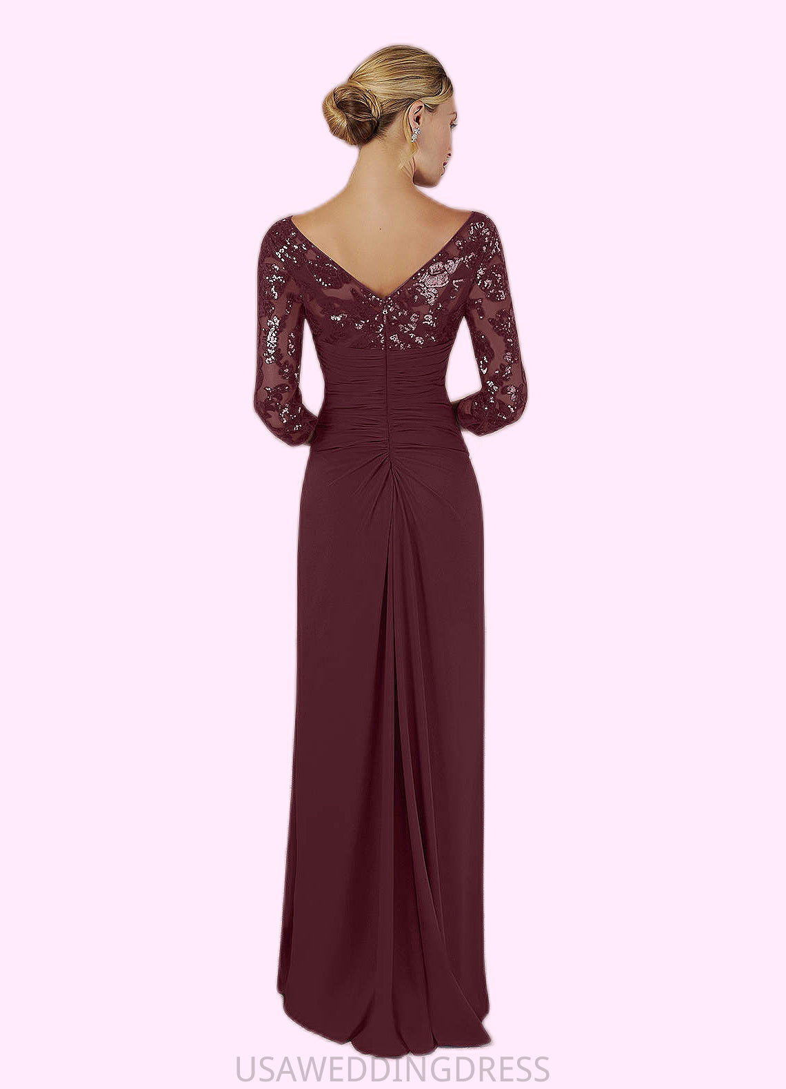 Jaylyn Sheath Sequins Lace Floor-Length Dress DSP0022673