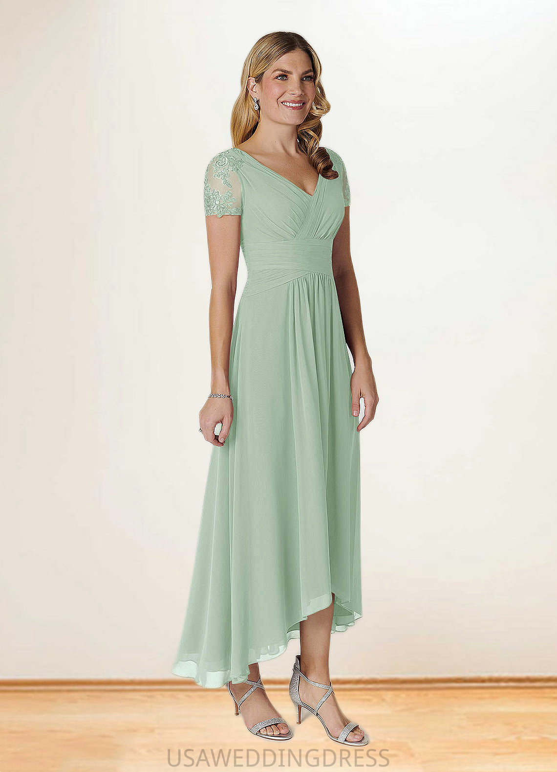 Chelsea A-Line Lace Chiffon Asymmetrical Dress DSP0022678