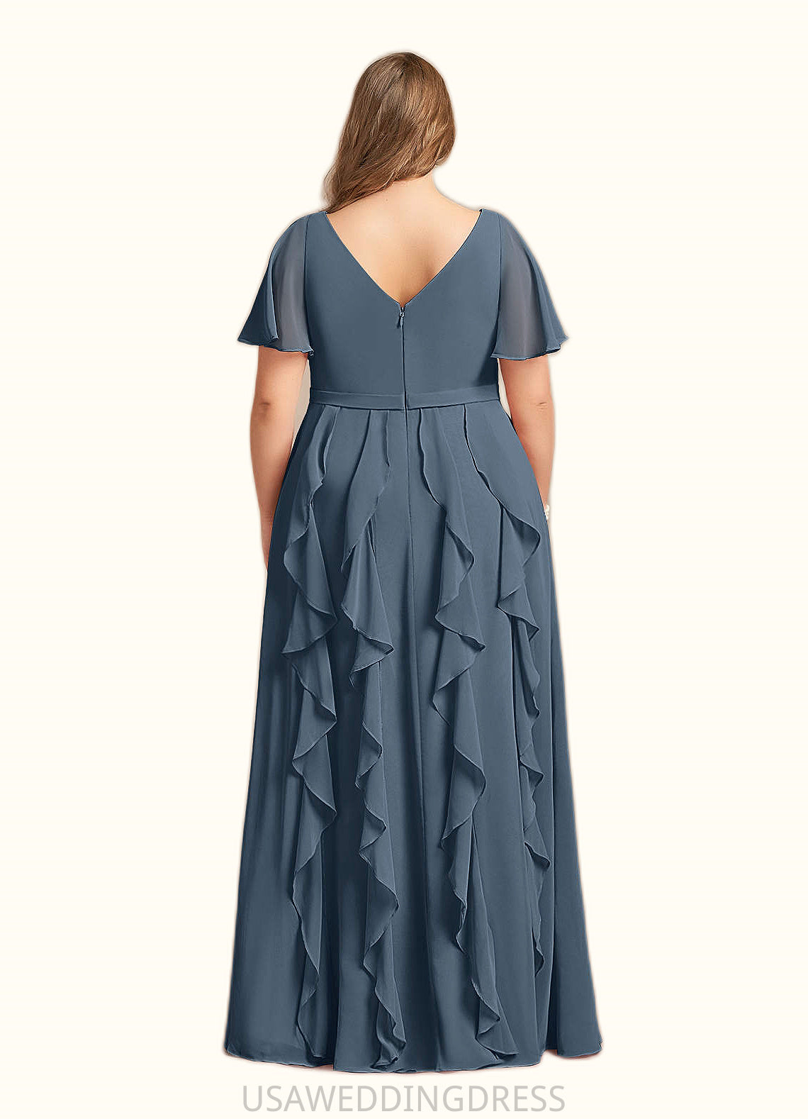 Abigail A-Line V-Neck Chiffon Floor-Length Dress DSP0022679