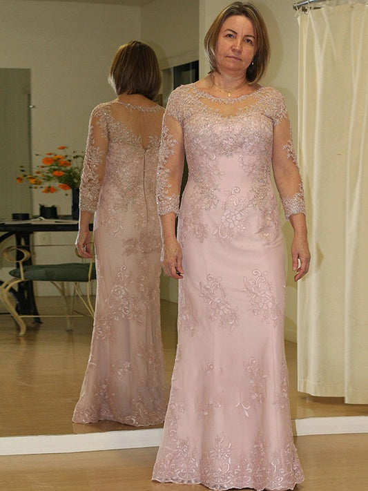 Carley Sheath/Column Lace Applique Scoop Long Sleeves Floor-Length Plus Size Mother of the Bride Dresses DSP0020449
