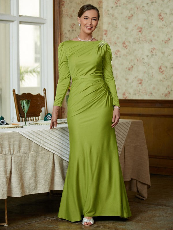 Kendall Sheath/Column Jersey Ruched Scoop Long Sleeves Floor-Length Mother of the Bride Dresses DSP0020352