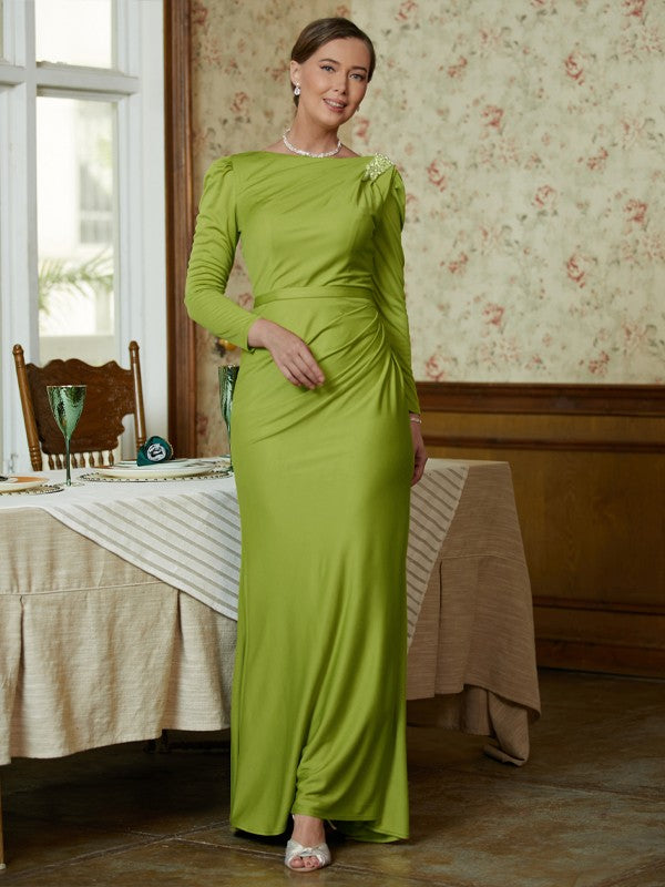 Kendall Sheath/Column Jersey Ruched Scoop Long Sleeves Floor-Length Mother of the Bride Dresses DSP0020352