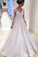 Unique Elegant V Neck Long Sleeves Ball Gown Satin Lace Modest Plus Size Wedding Dresses With Appliques