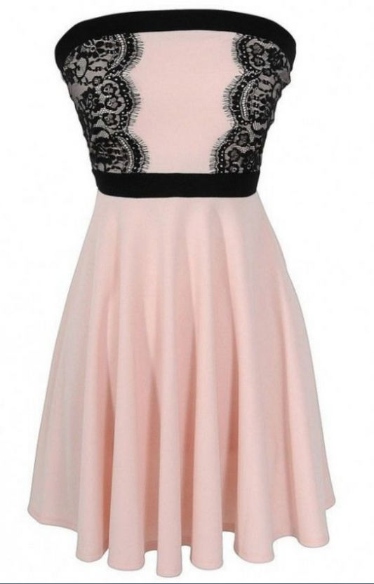 Strapless Pleated A Line Yareli Lace Homecoming Dresses Satin Dusty Rose Flowers Knee Length