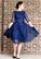Bateau Navy Blue Half Sleeve Tulle A Line Homecoming Dresses Anastasia Appliques Pleated Elegant