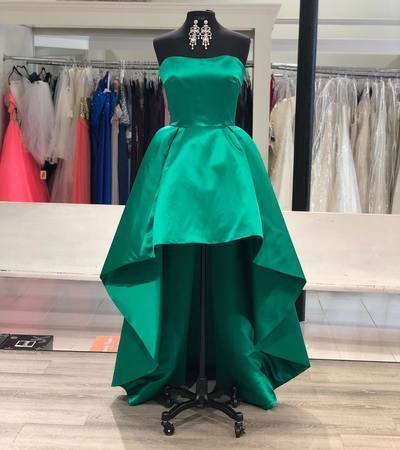 Strapless Sweetheart High A Line Paola Satin Homecoming Dresses Low Hunter Pleated