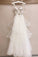 Charming Tulle Appliques V Neck Lace Wedding Dresses with Ruffles