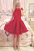 Classy A-line Short Sleeves Simple Red Homecoming Dresses