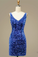 Glitter Blue Sequins Short Prom Dress Party Homecoming Dresses Vera Dress
