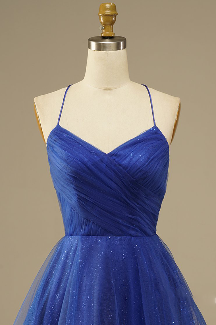 Mesh Homecoming Dresses Kaiya Royal Blue Net V-Neck Party Dress