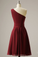 One Shoulder Pleats Short Prom Ivy Homecoming Dresses Dress