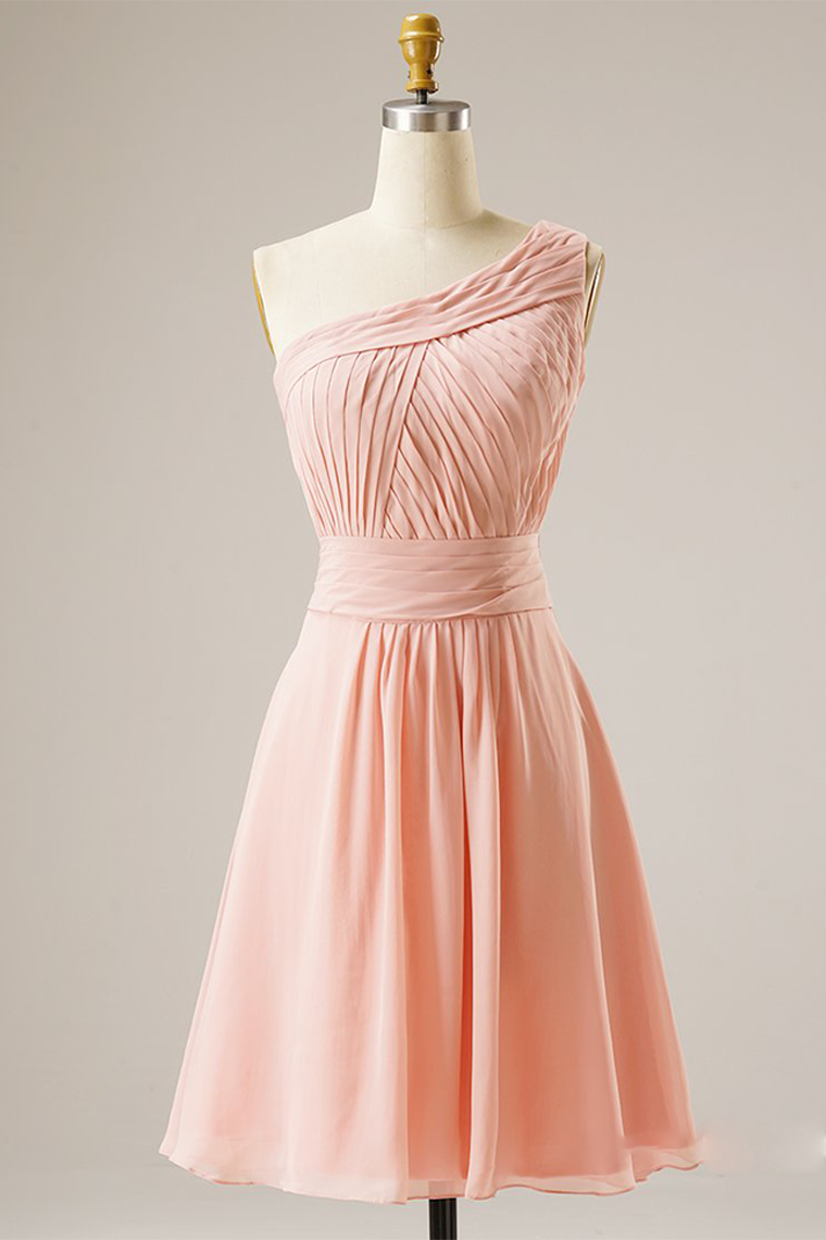 One Shoulder Pleats Short Prom Ivy Homecoming Dresses Dress