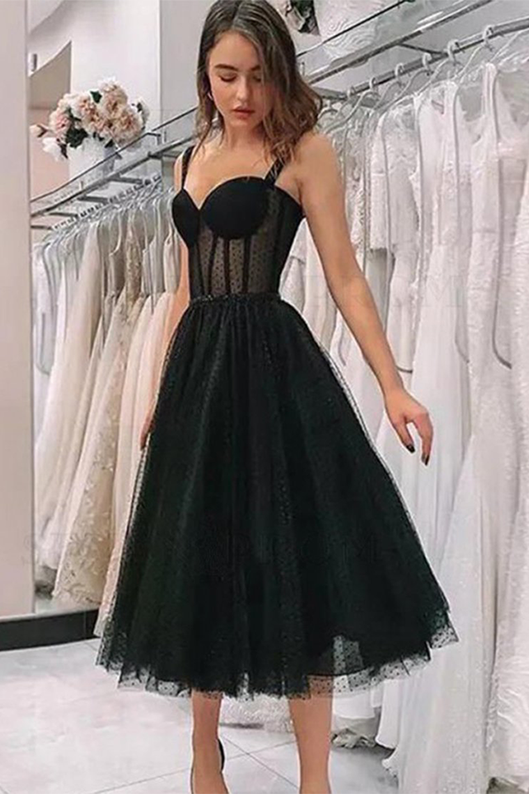 Cute Straps Short Prom Dress Black Fairy Homecoming Dresses Chanel Vintage Party Dresses