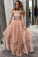 Gorgeous High Neck Sleeveless Tulle With Sequins Prom Dresses