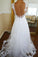 Capped Sleeve Open Back Lace Appliques Beach Wedding Dresses