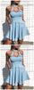 A-Line Crew Short Light Liana Homecoming Dresses Blue Keyhole Party Dress With Pockets CD10053