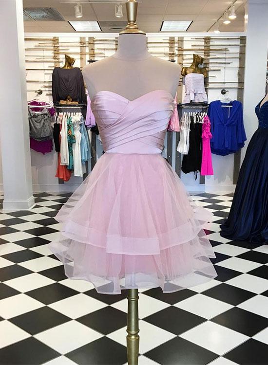 Sweetheart Homecoming Dresses Trudie Pink Neck Short Dress CD1008