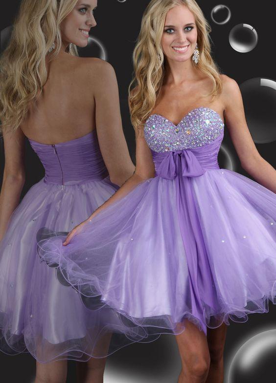 Formal Short Dress Hedda Homecoming Dresses Cocktail Sweetheart Lavender Tulle With Beading CD10122