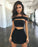 Sexy Black Crop Elise Homecoming Dresses Cut Out Wrapped Chest Jumpsuits Short CD10189