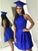 Halter A-Line Sleeveless Short Royal Blue Maia Homecoming Dresses CD10208