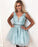 Chic Homecoming Dresses Elena V-Neck Sleeveless Sky Blue With Appliques Fashion Simple A-Line Dresses CD10244