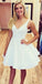 A-Line Homecoming Dresses Scarlet V-Neck White Simple Short Party Dress CD10349