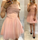 Spaghetti Homecoming Dresses Pink A Line Sandra Straps Short With Ruffles CD1047