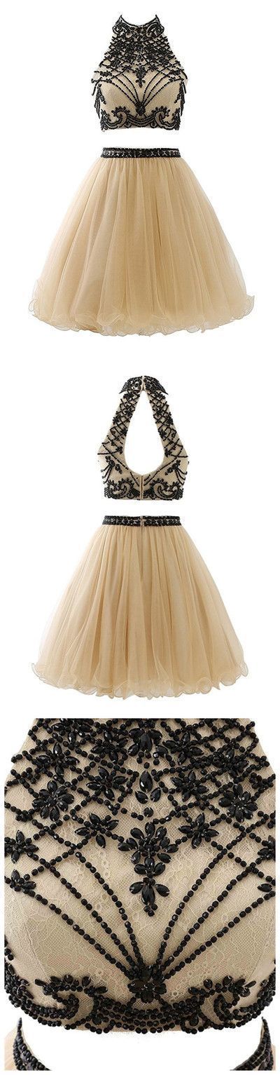 Elegant Annabelle Homecoming Dresses Beaded Short Tulle Two Piece CD10556