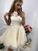 Champagne Tulle Short Mya A Line Lace Homecoming Dresses CD10580