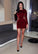 Burgundy Cross -Up Cut Out Long Sleeve Party Club Homecoming Dresses Lace April Wear Mini Dress CD10895