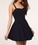 Simple A-Line Spaghetti Straps Backless Cocktail Alena Homecoming Dresses Black Short Sexy Dress CD1102