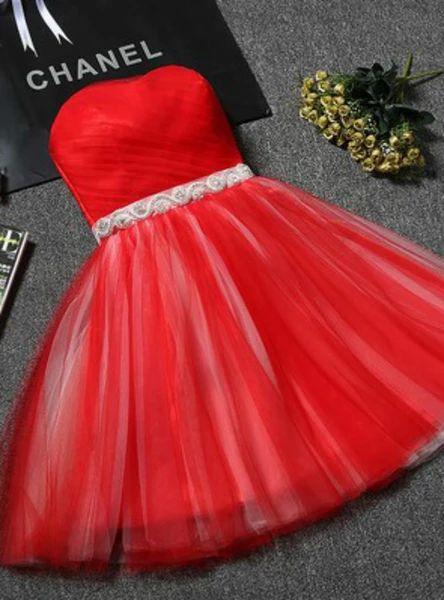 Sweetheart Neck Tulle With Crystal Homecoming Dresses Mattie CD11066