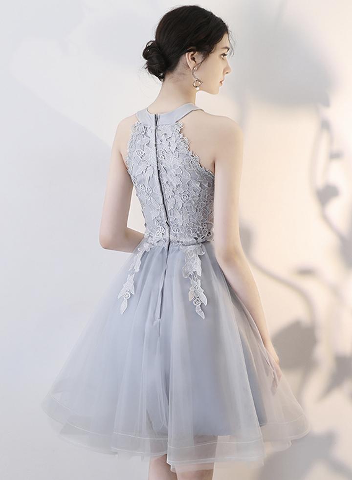Cute Gray Tulle Short Lizeth Homecoming Dresses Party Dress CD11114