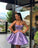 Stylish Spaghetti Homecoming Dresses Meg A Line Straps Purple Short With Ruffles CD11191