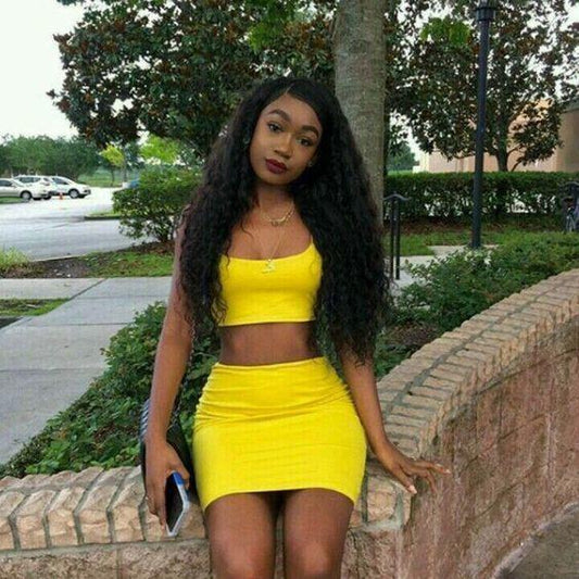 Two Piece Short Yellow Homecoming Dresses Julissa CD11314