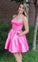 A-Line Strapless Above-Knee Fuchsia Quintina Homecoming Dresses With Appliques Pockets CD11335