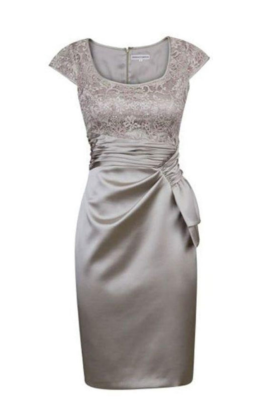 Elegant Short Silver Cap Sleeves Mother Of The Bride Dress Homecoming Dresses Pat CD11697