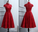 Red Knee Length High Neckline Party Dress Homecoming Dresses Lace Penelope CD11726