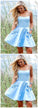 A-Line Short Light Blue Satin Homecoming Dresses Averie CD11824