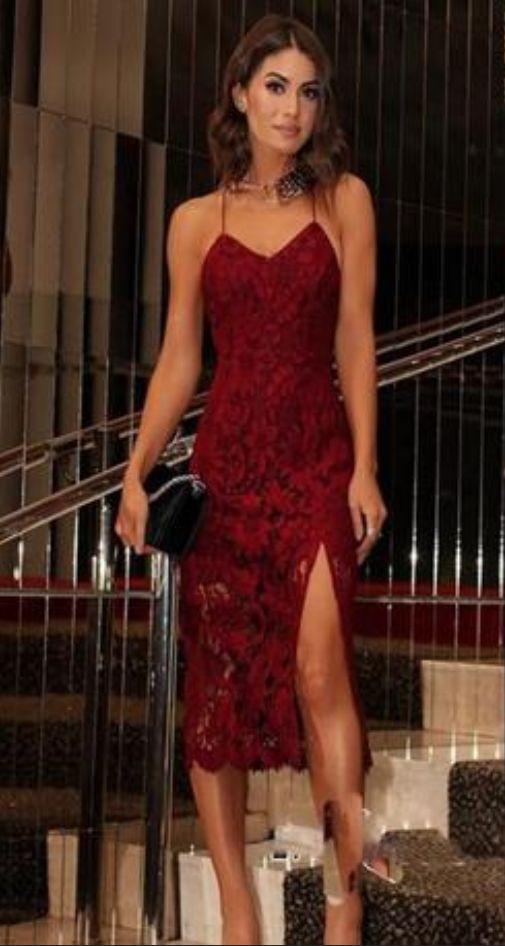 Sexy Burgundy Cheyanne Homecoming Dresses Lace CD1197