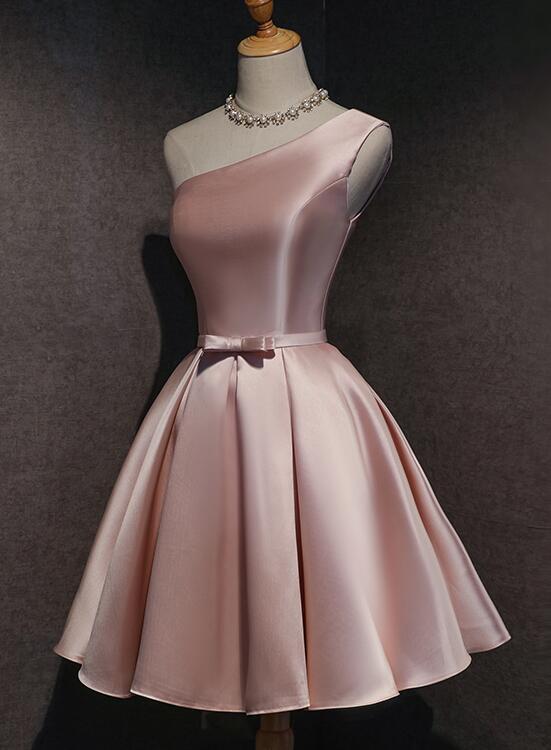 One Pink Denisse Satin Homecoming Dresses Shoulder CD12022
