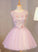 Cute Round Neckline Tulle Party Dress With Flowers Lovely Formal Dress Pink Dania Homecoming Dresses CD12118