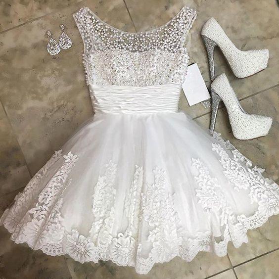 White Short Beading Homecoming Dresses Annika Dress CD12311