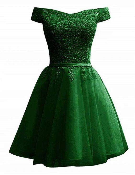 Lace Homecoming Dresses Paola Green Off The Shoulder CD12314