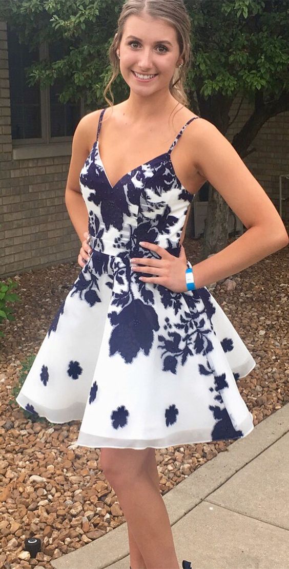 Short White With Susan Homecoming Dresses Navy Blue Appliques CD1256