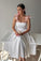 White Short Party Dress Shaniya Homecoming Dresses Satin White CD12807